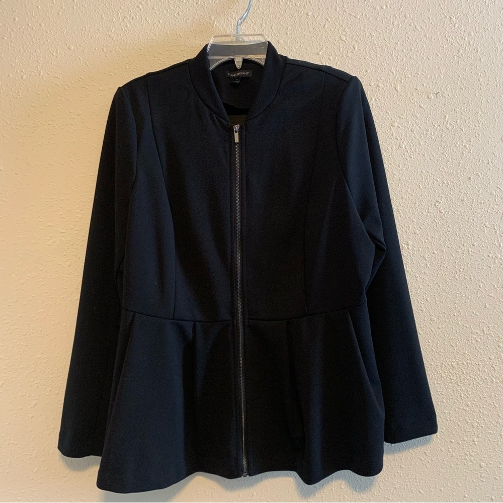 Lane Bryant Ponte Peplum Zip Blazer